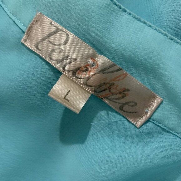 Penelope. Sz Large. Sheer Chiffon 3/4 Sleeve Pullover/Placket. Asymetric. B73 - Picture 6 of 6